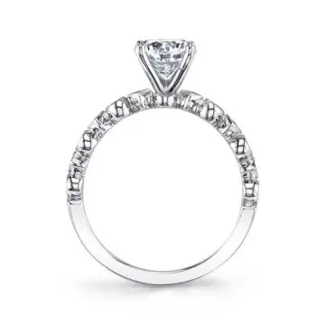 White Gold Round Cut Stackable Engagement Ring - Bellamy