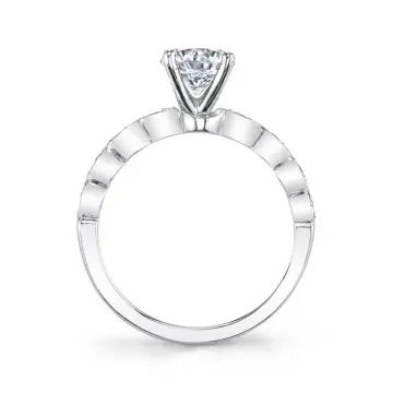 White Gold Round Cut Stackable Engagement Ring - Antoinette