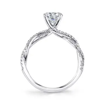 White Gold Marquise Cut Spiral Engagement Ring - Leána