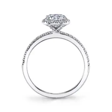 White Gold Round Cut Classic Halo Engagement Ring - Camilla