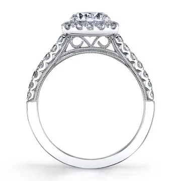 White Gold Round Cut Halo Engagement Ring - Diandra
