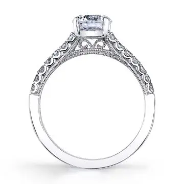 White Gold Round Cut Classic Engagement Ring - Clara