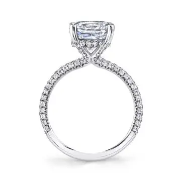 White Gold Round Cut Classic Pave Engagement Ring - Jayla
