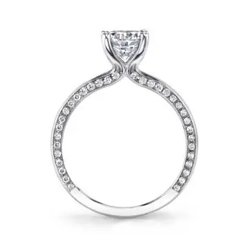 White Gold Round Cut Modern Solitaire Engagement Ring - Messaline