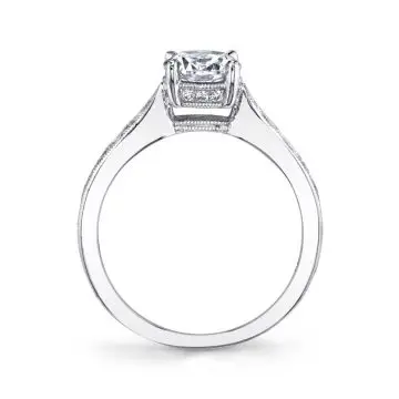 White Gold Round Cut Unique Solitaire Engagement Ring - Venisa