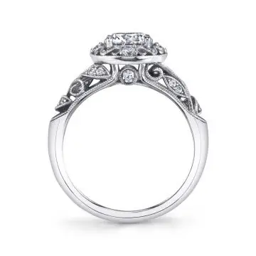 White Gold Round Cut Vintage Engagement Ring - Naelle