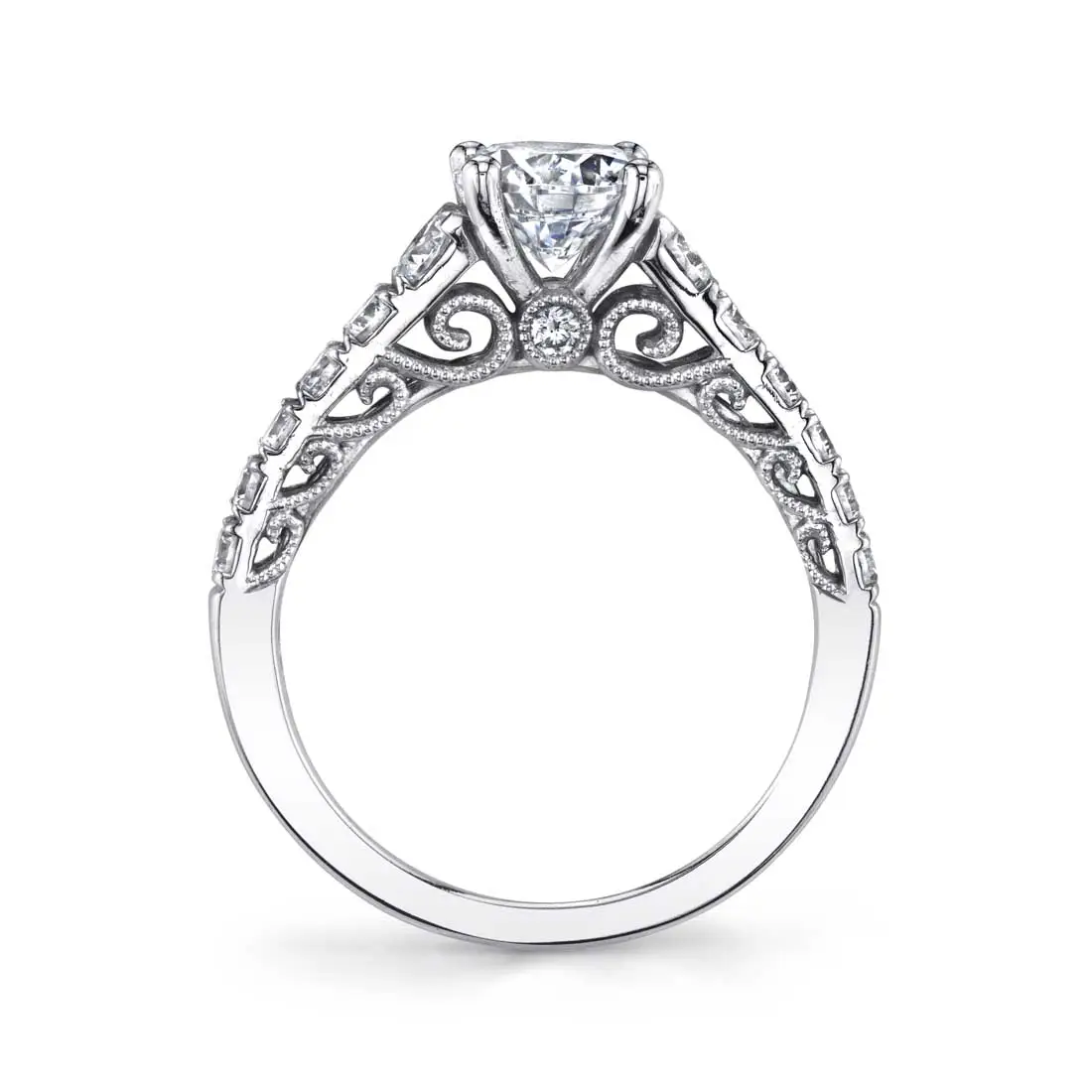Round Cut Vintage Inspired Classic Engagement Ring - Lolita