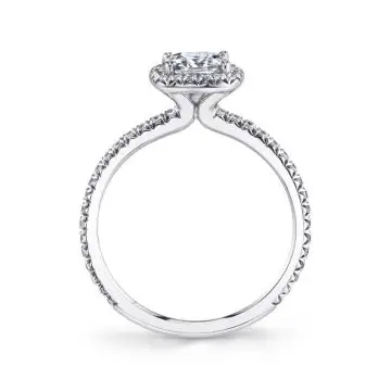 White Gold Round Cut Classic Halo Engagement Ring - Vivian