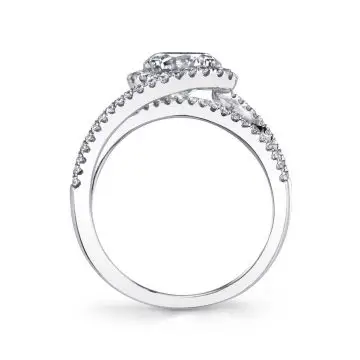 White Gold Round Cut Swirl Split Shank Engagement Ring - Marissa