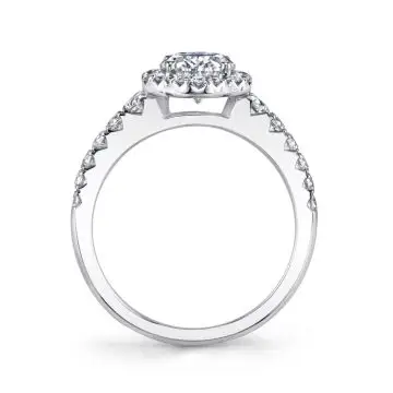 White Gold Oval Cut Engagement Ring with Halo - Penelope