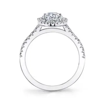 White Gold Oval Cut Engagement Ring with Halo - Aaliyah