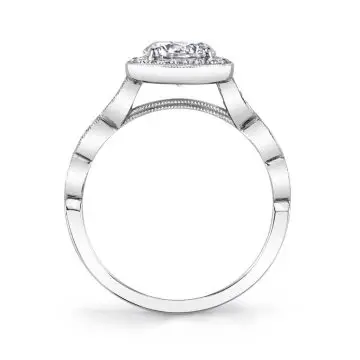 White Gold Round Cut Vintage Stackable Engagement Ring - Jessa