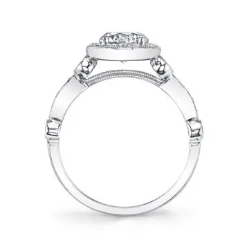 White Gold Round Cut Vintage Stackable Engagement Ring - Taylor