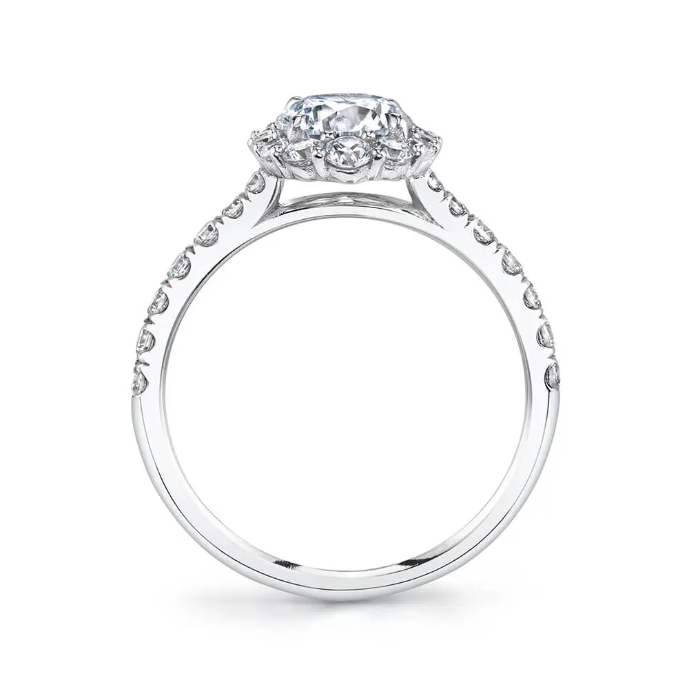 White Gold Halo Engagement Ring 