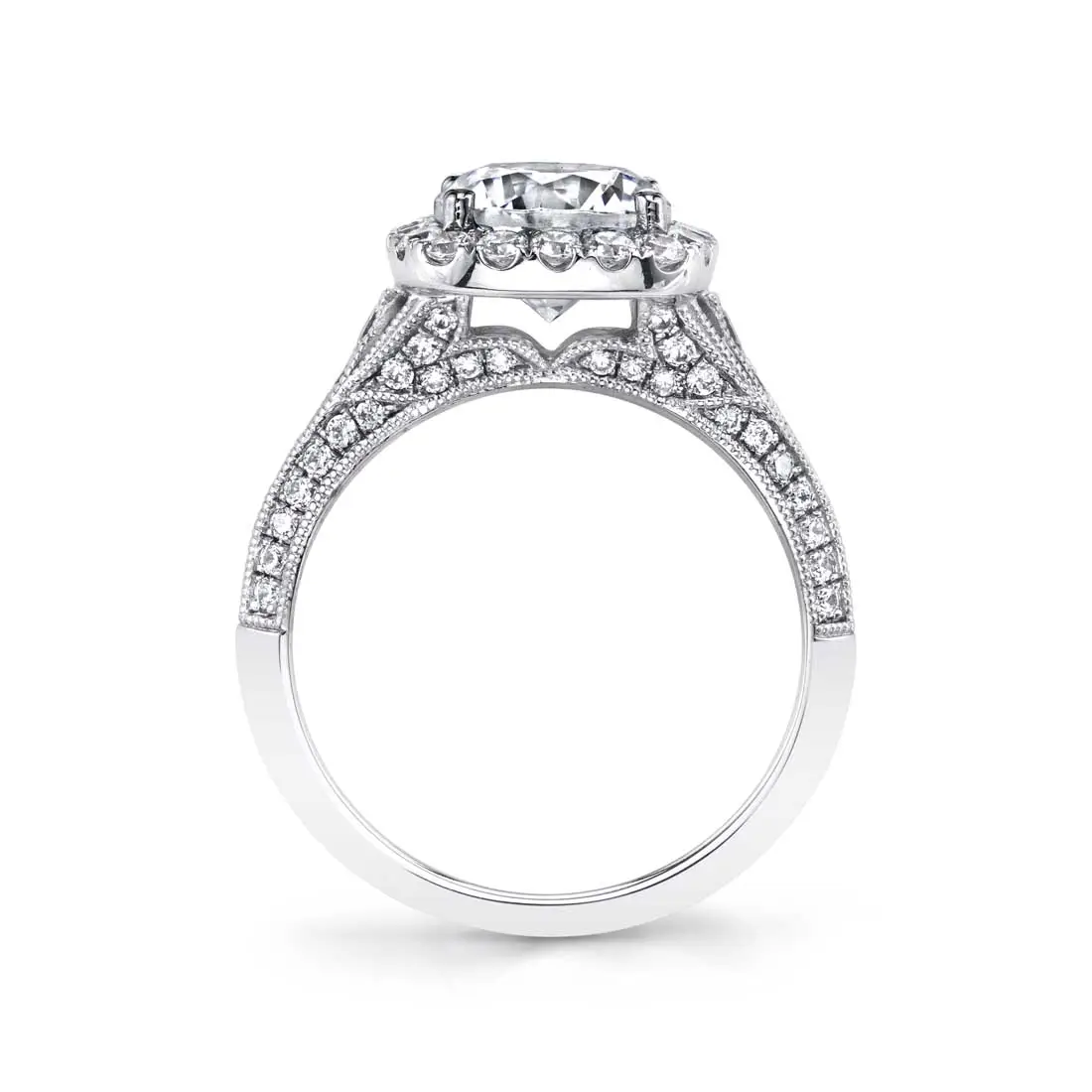 Oval Cut Unique Halo Engagement Ring - Naomi