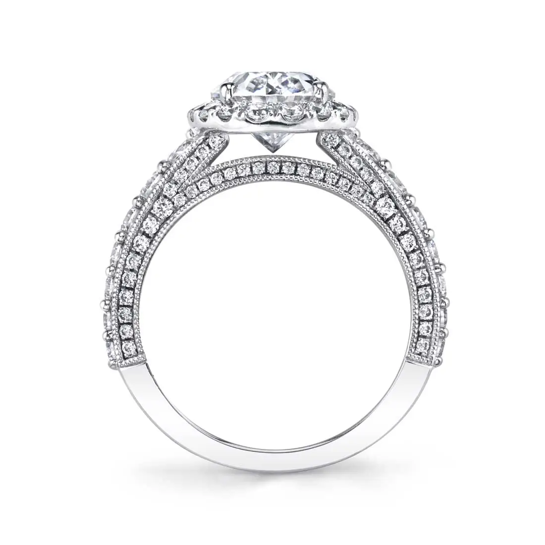 White Gold Oval Cut Engagement Ring - Josephine - Profile View