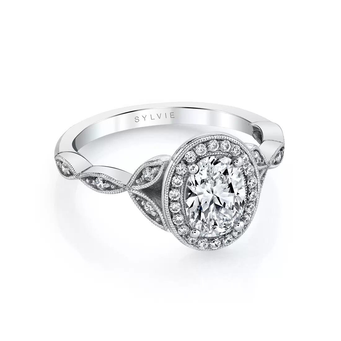 Oval-Cut Vintage Inspired Halo Engagement Ring - Georgienne