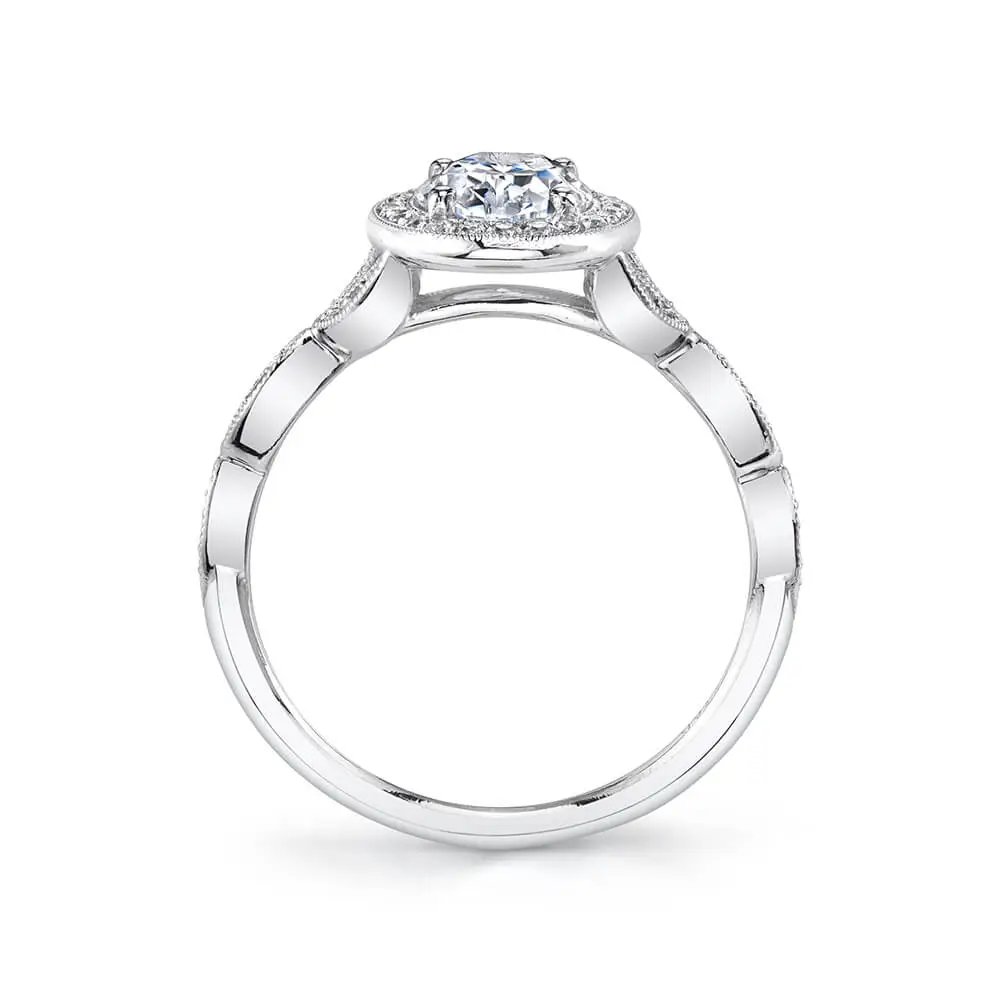 Oval-Cut Vintage Inspired Halo Engagement Ring - Georgienne