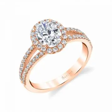 White Gold Oval Cut Split Shank Engagement Ring - Grazielle