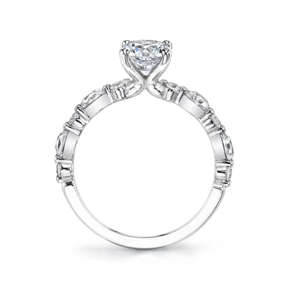 White Gold Round Cut Unique Engagement Ring - Felicity - Lifestyle Image