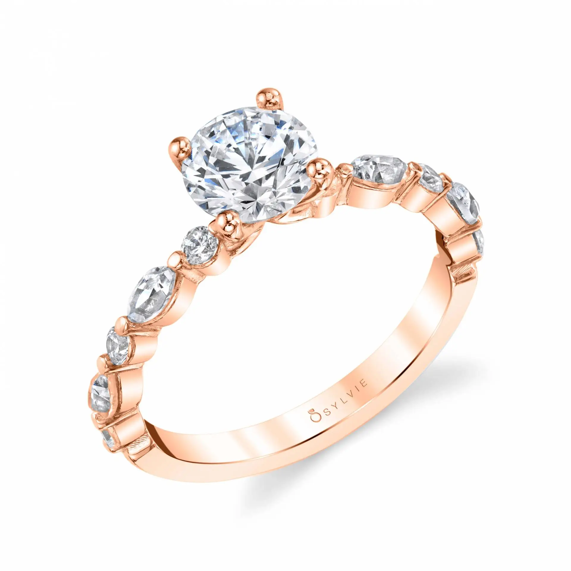 White Gold Round Cut Unique Engagement Ring - Felicity