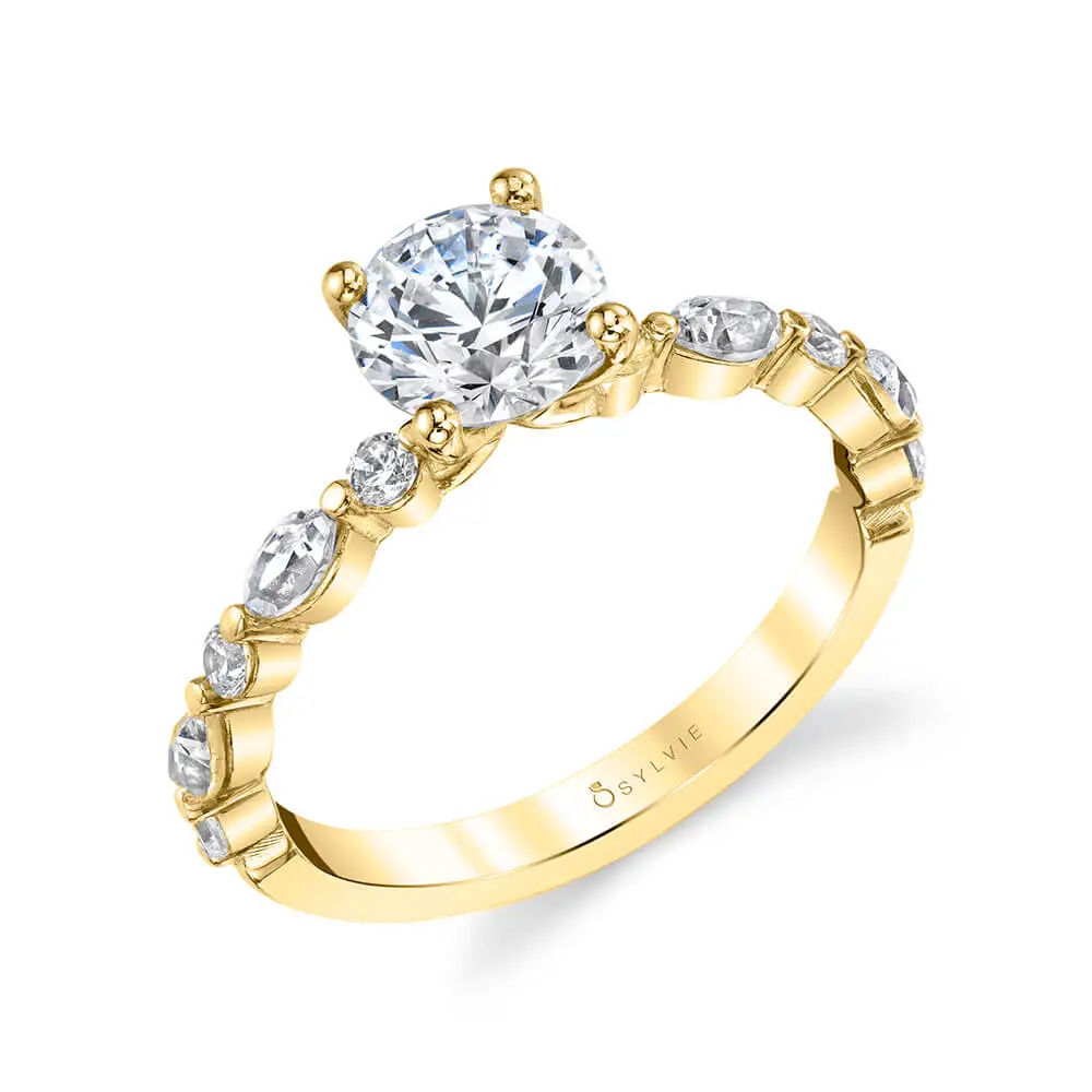 White Gold Round Cut Unique Engagement Ring - Felicity