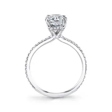 White Gold Round Cut Classic Engagement Ring - Maryam