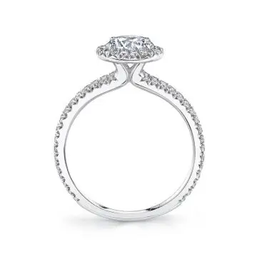 White Gold Cushion Cut Split Shank Halo Engagement Ring - Genevieve