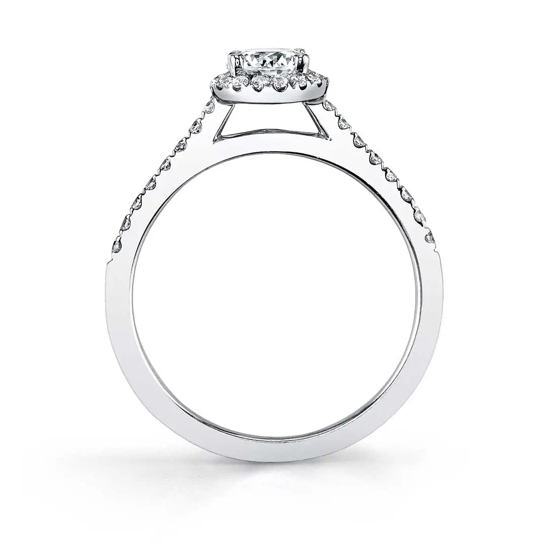 White Gold Marquise Cut Halo Engagement Ring - Jenny - Profile View
