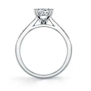 White Gold Round Classic Engagement Ring - Nathalie