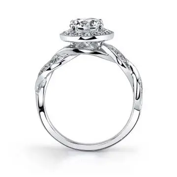 White Gold Spiral Engagement Ring with Halo - Emilie
