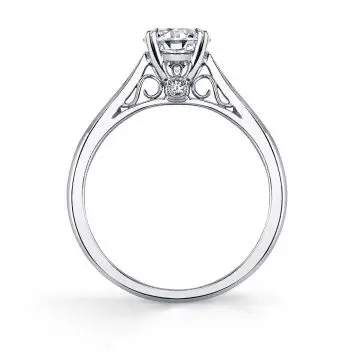 White Gold Round Cut High Polish Solitaire Engagement Ring - Carina