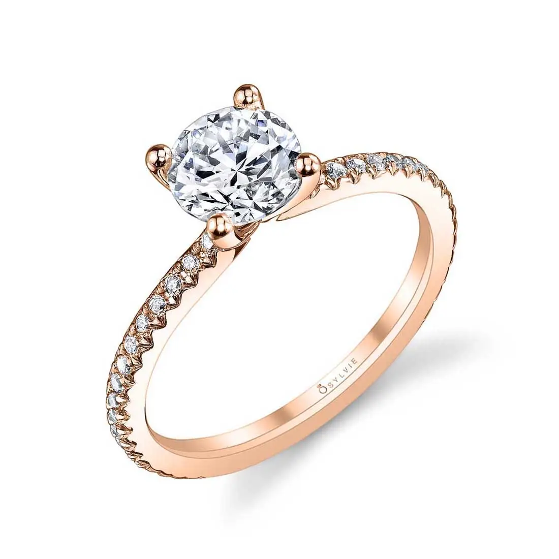 White Gold Round Cut Classic Engagement Ring - Adorlee - Lifestyle Image - Profile View - Lifestyle Image