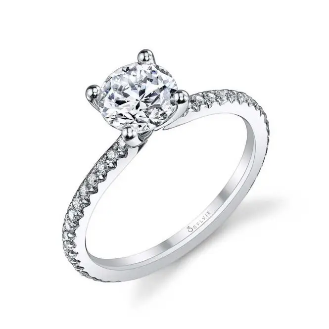 Round Cut White Gold Solitaire Engagement Ring - Adorlee