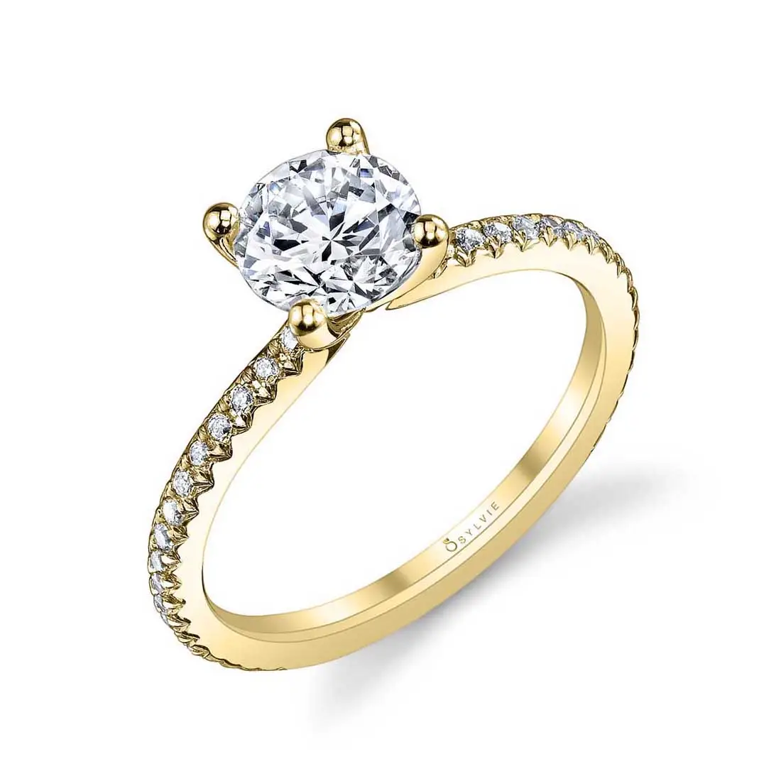 White Gold Round Cut Classic Engagement Ring - Adorlee - Lifestyle Image - Profile View - Lifestyle Image