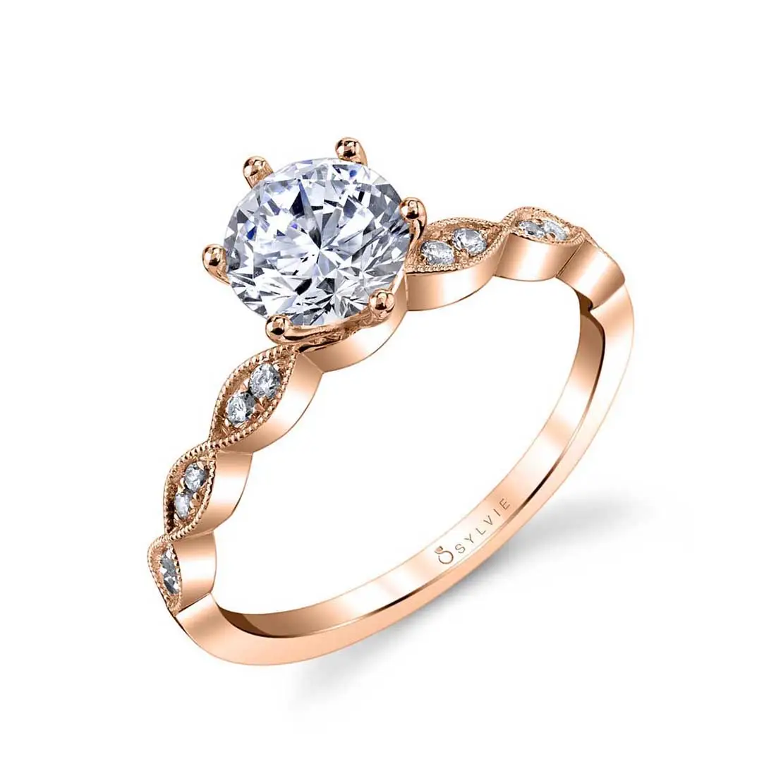 Round Cut Stackable Engagement Ring - Chanelle - Sylvie Jewelry