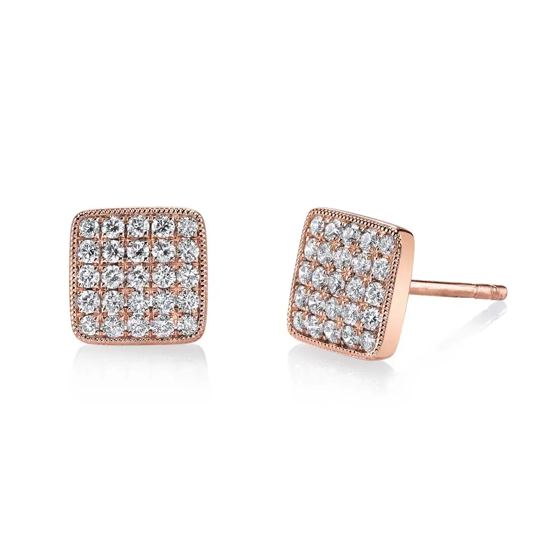 Square pave diamond earrings sale