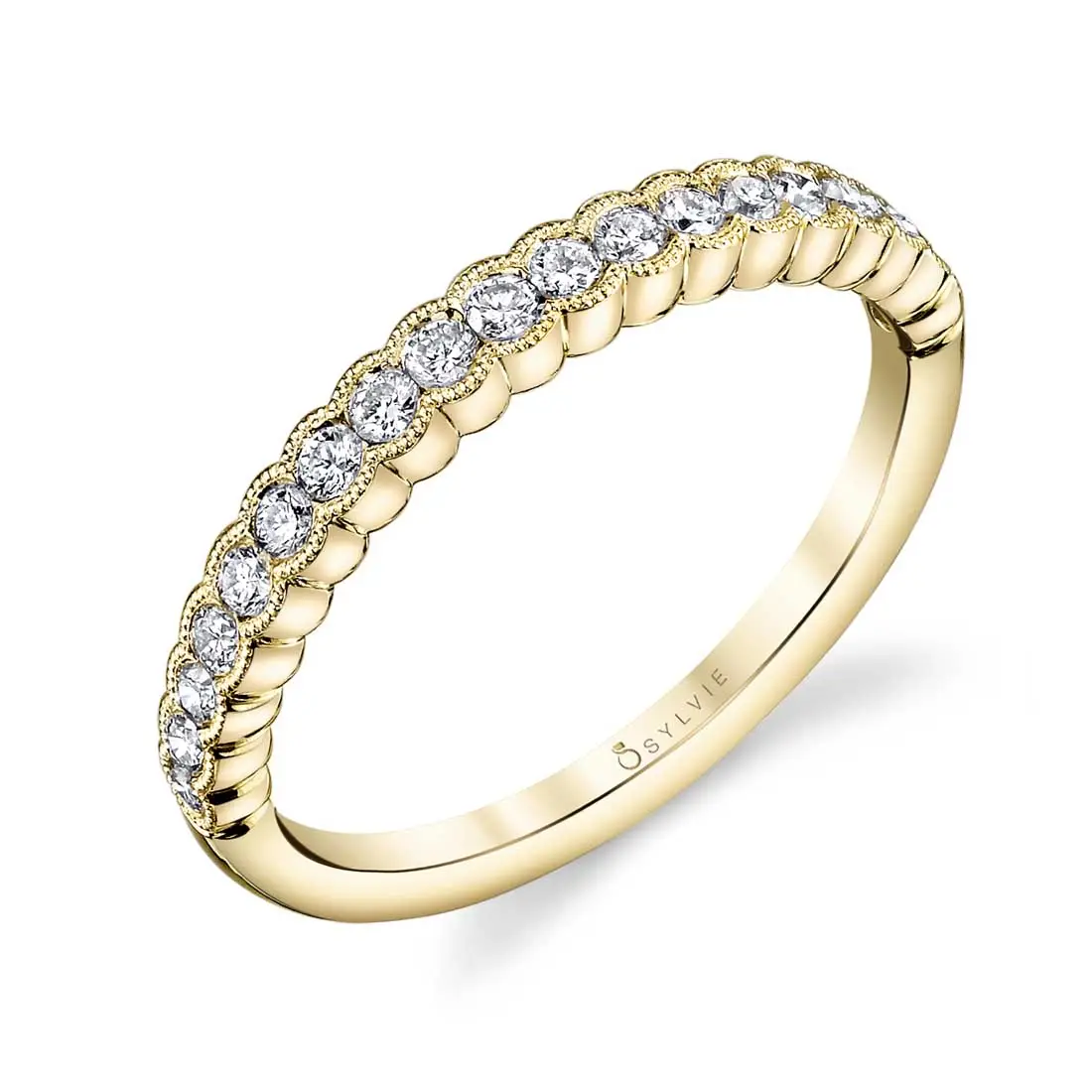 White Gold Stackable Wedding Band - Angeline