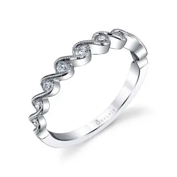 White Gold White Gold & Diamond Stackable Wedding Band - Hélèna