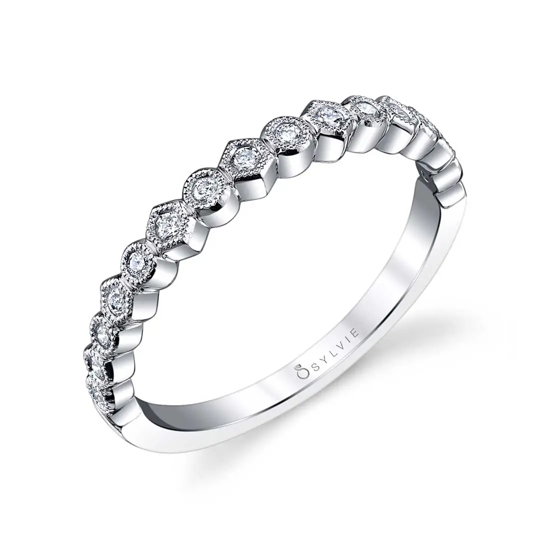 White Gold Stackable Wedding Ring - Justine