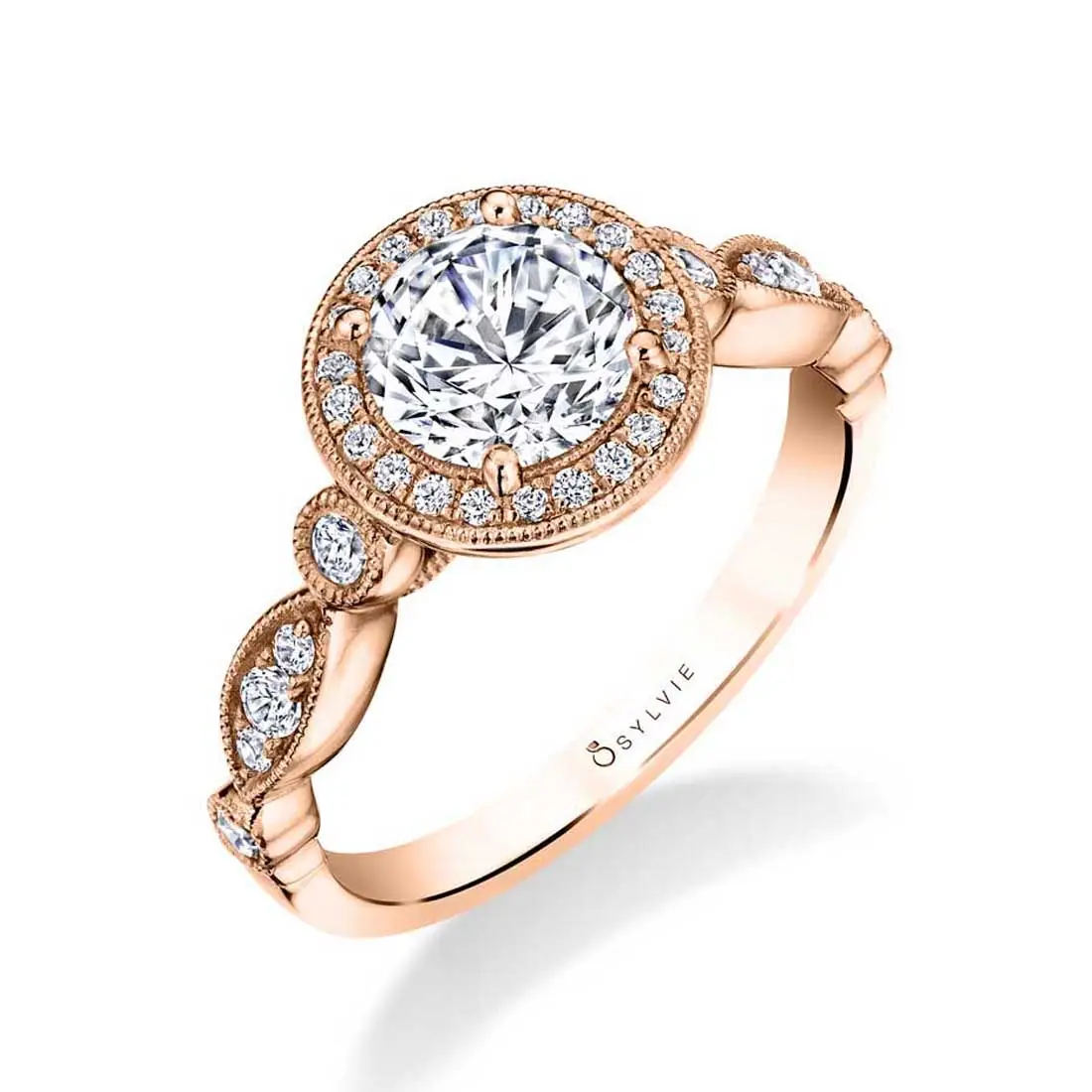 White Gold Round Cut Vintage Stackable Engagement Ring - Taylor