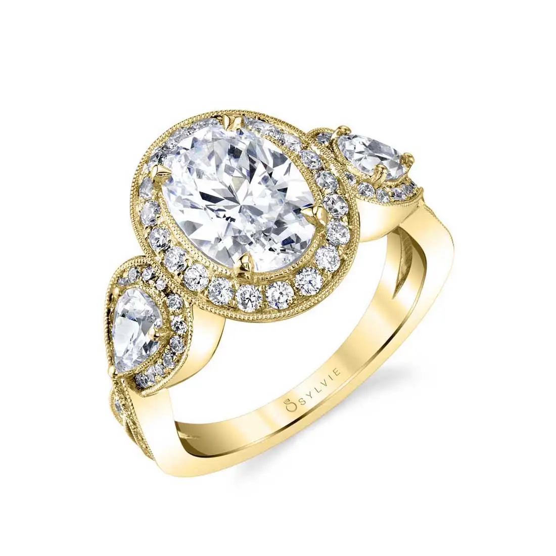 Oval Cut Three Stone Engagement Ring - Zara