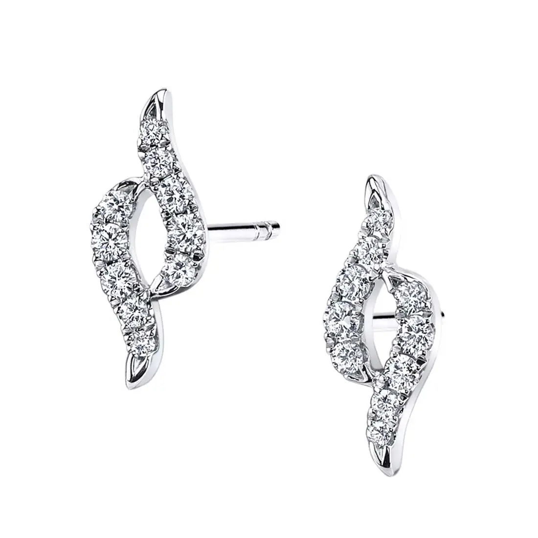 White Gold Two-Row Diamond Ear Climbers