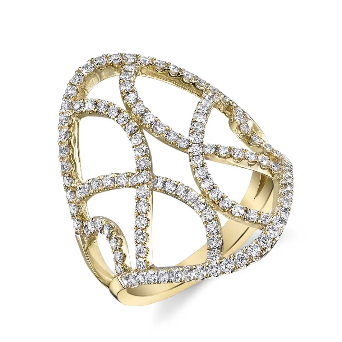 Yellow Gold Diamond Crossover Ring