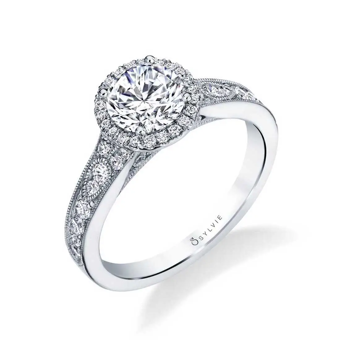 Round Cut Vintage Halo Engagement Ring - Quinn