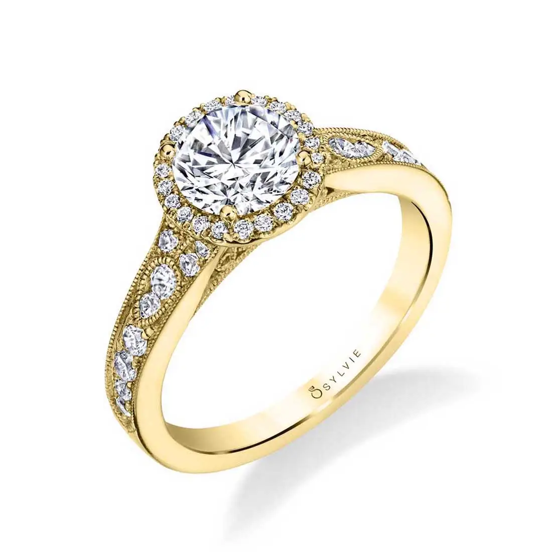 Round Cut Vintage Halo Engagement Ring - Quinn