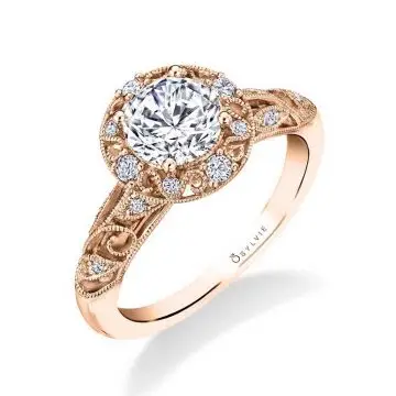 White Gold Round Cut Vintage Engagement Ring - Naelle