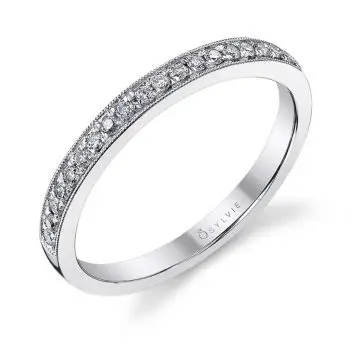 White Gold Classic Wedding Band with Milgrain Accents