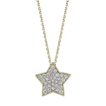 Yellow Gold Diamond Star Necklace