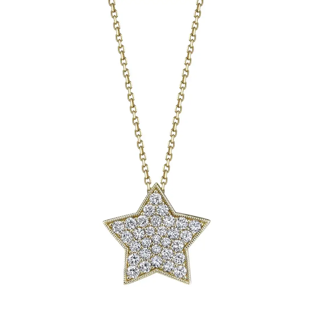 Yellow Gold Diamond Star Necklace